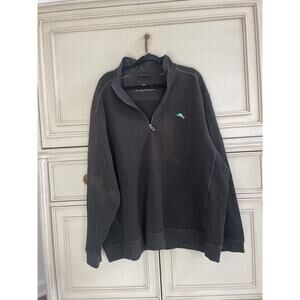 Tommy Bahama Black 1/2 Zip 100% Cotton Big‎ And Tall 2XB READ